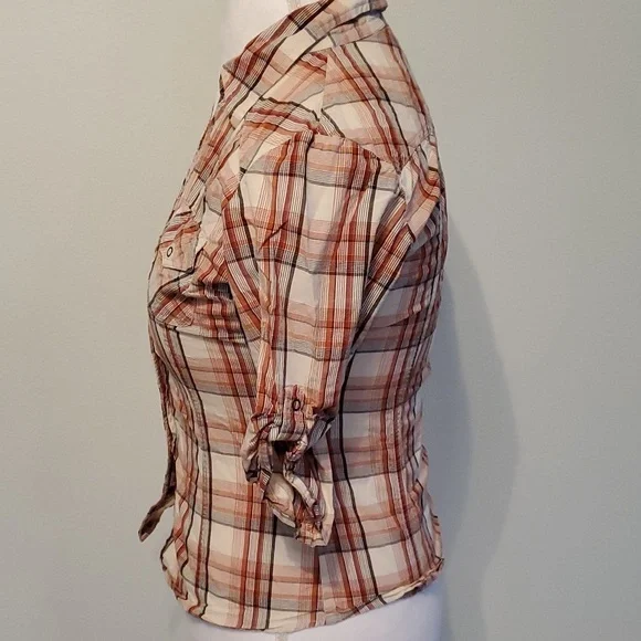 Orange Plaid Snap button down - Picture 3 of 8